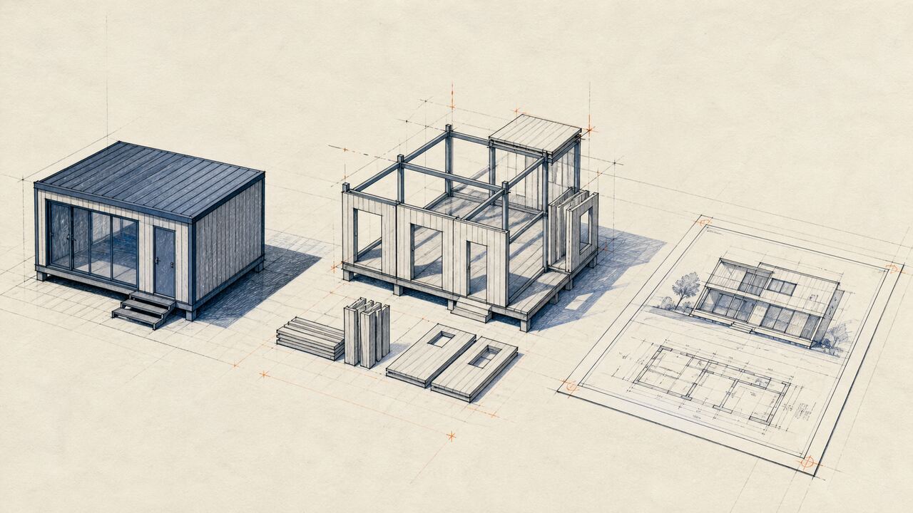 Tres opciones de sitio en un escritorio: caja de plataforma, plantilla impresa y marco custom sin usar
